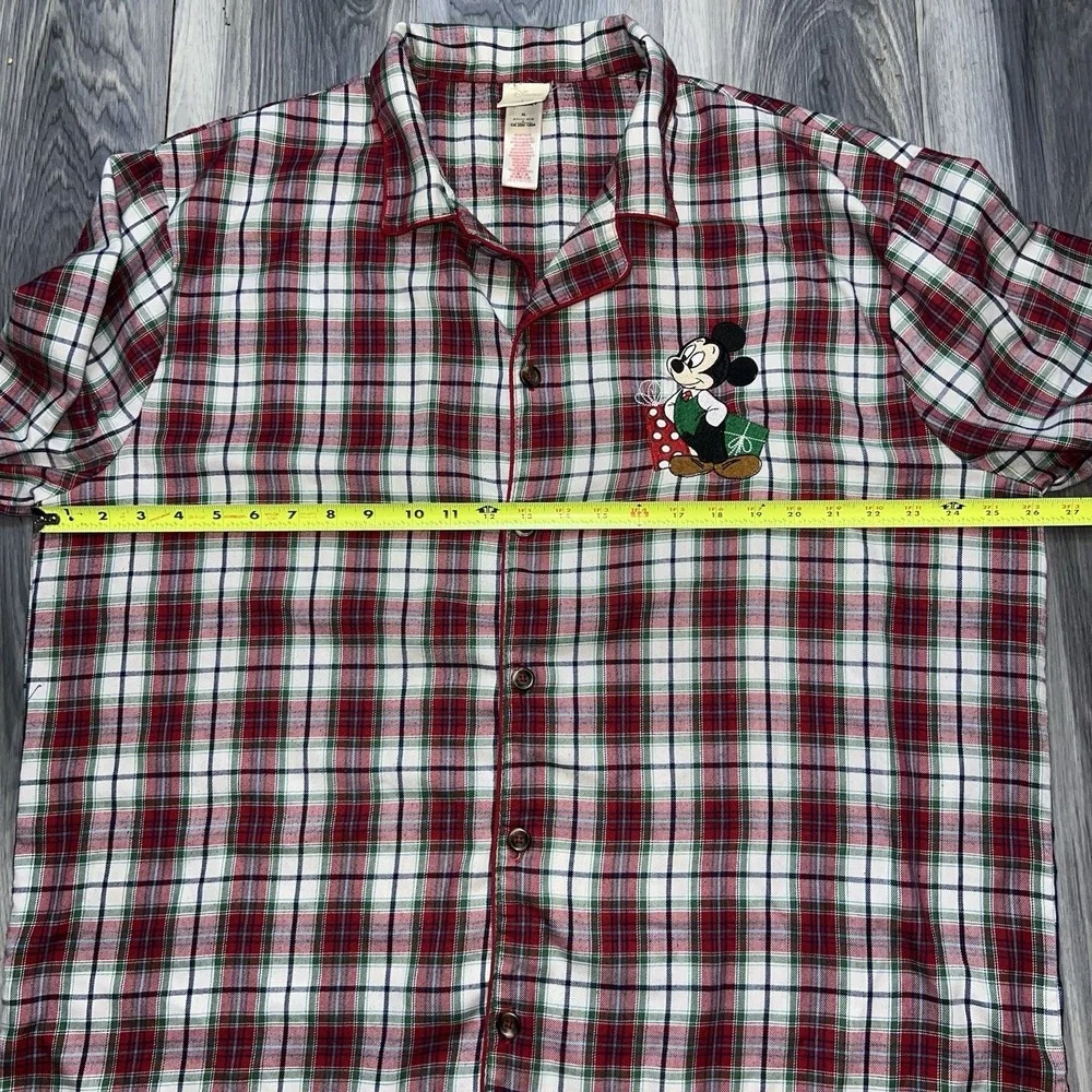 Disney Store Mickey Mouse Pajama Set Mens XL Red Plaid Light Flannel Christmas - Picture 10 of 16